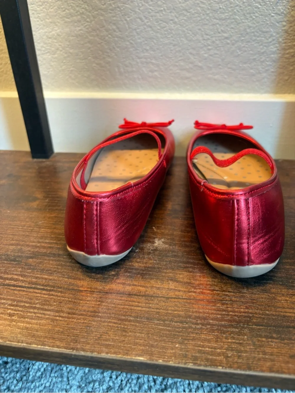 wonder nation Red Girls' Shiny Mary Jane Flats with Bow
